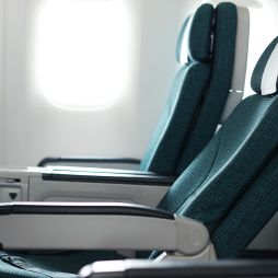 the reclining seat onboard Cathay Pacific's Premium Economy