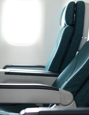 the reclining seat onboard Cathay Pacific's Premium Economy