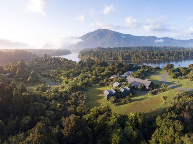 aerial view of Hollyford Valley