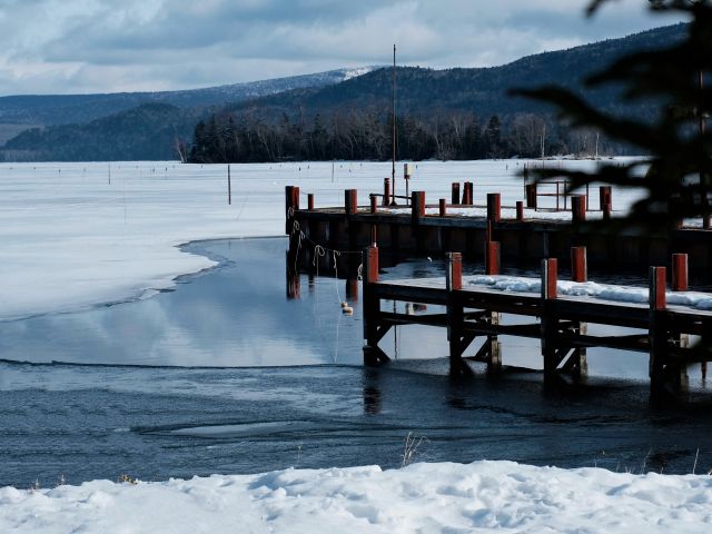 lake akan in winter, japan