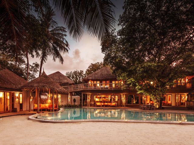 Soneva Fushi (Baa Atoll UNESCO Biosphere Reserve) villas with pool