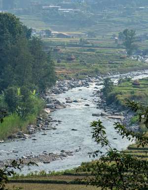 nepal floods view of river in Nuwako