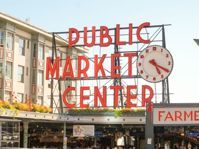 pike Place Market sign in seattle