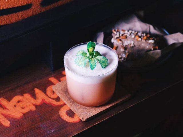 a pink cocktail at Sago House, Singapore
