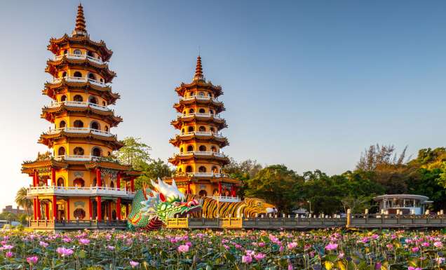 Dragon and Toger Pagodas in Koashing, Taiwan