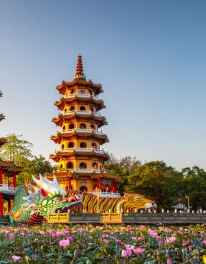 Dragon and Toger Pagodas in Koashing, Taiwan