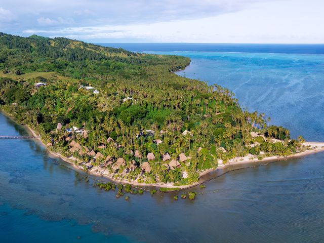 palm-fringed island at Jean-Michel Cousteau Resort