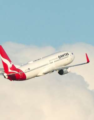Qantas plane in the sky