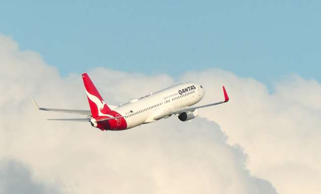 Qantas plane in the sky