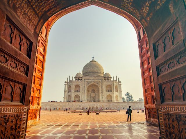 Taj Mahal framed by doorway india