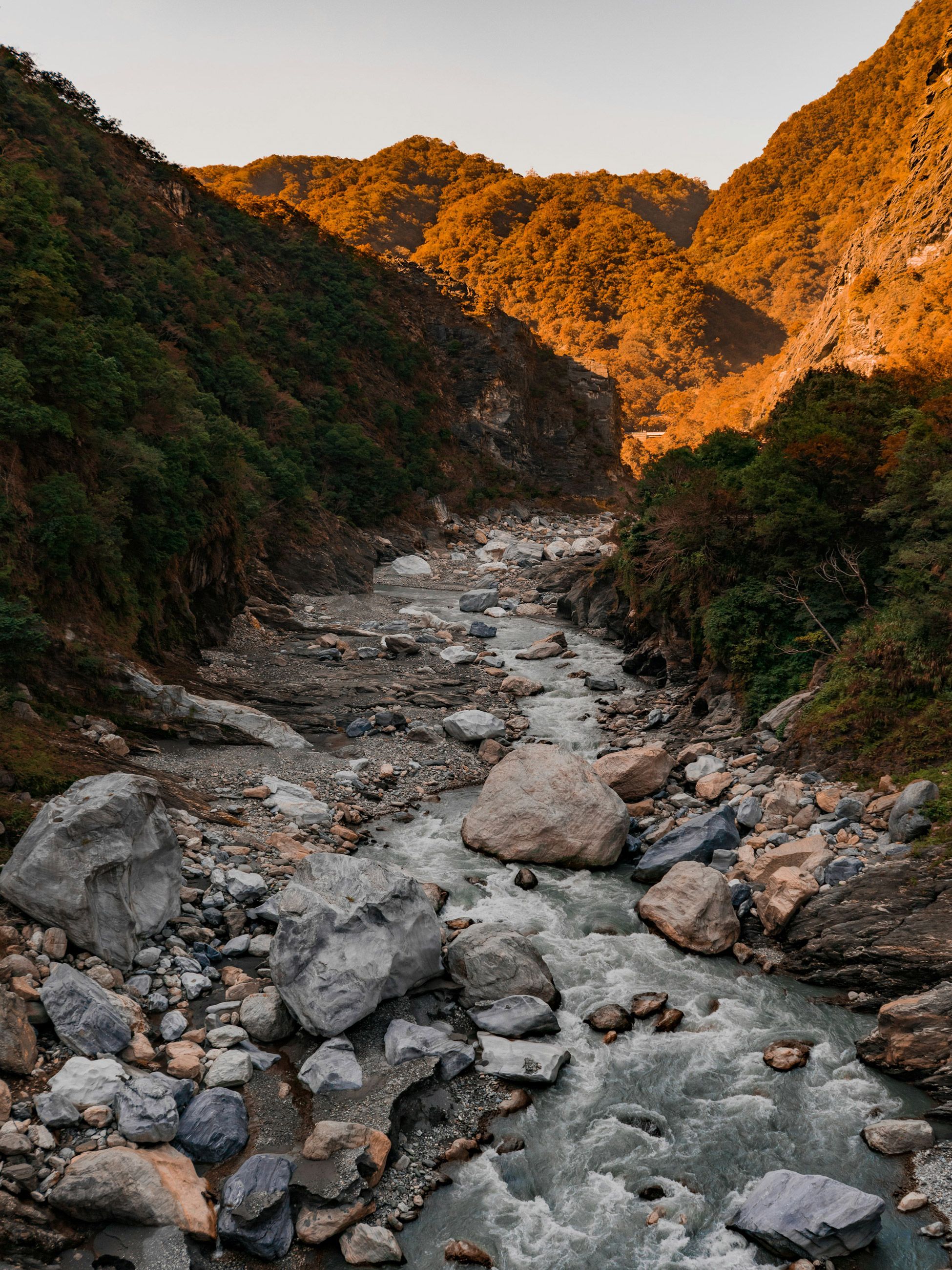 Taroko National Park at sunset.