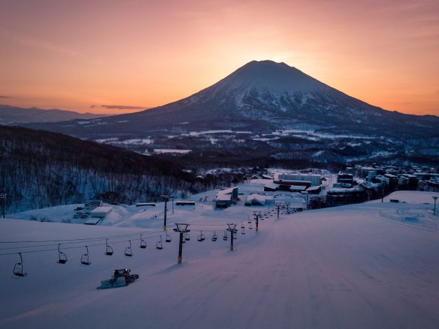 Sunset over Mount Yōtei, which dominates the skyline of Niseko (Credit: Dan Hayward)