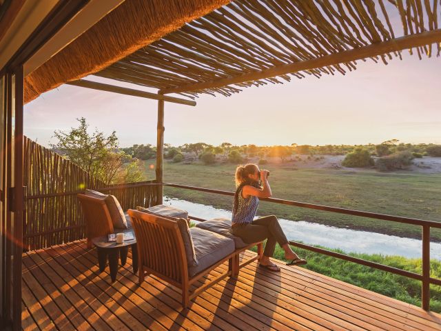 woman at a safari lodge