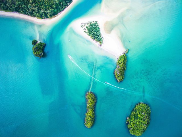 aerial of islands in fiji
