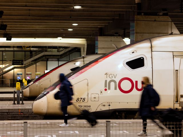 high-speed TGV train at railway station in France