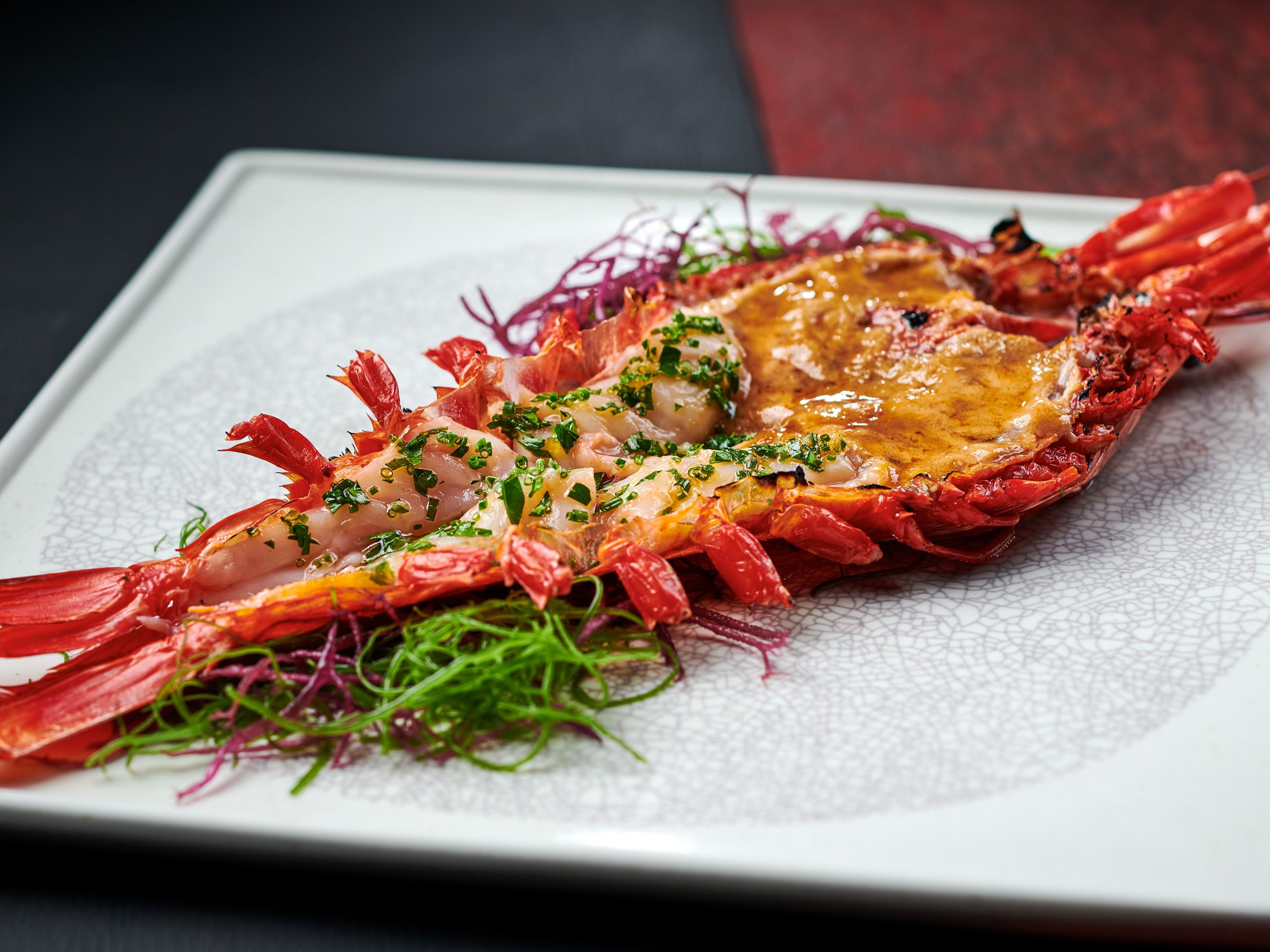 grilled carabinero shrimp at Waku Ghin by Tetsuya Wakuda
