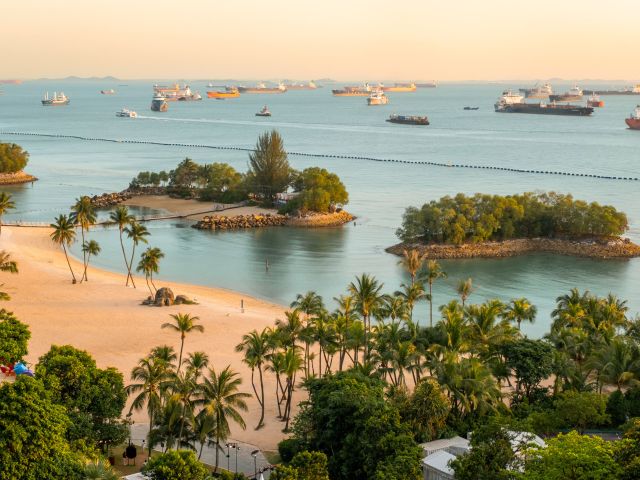 Siloso Beach at Sentosa Island, Singapore