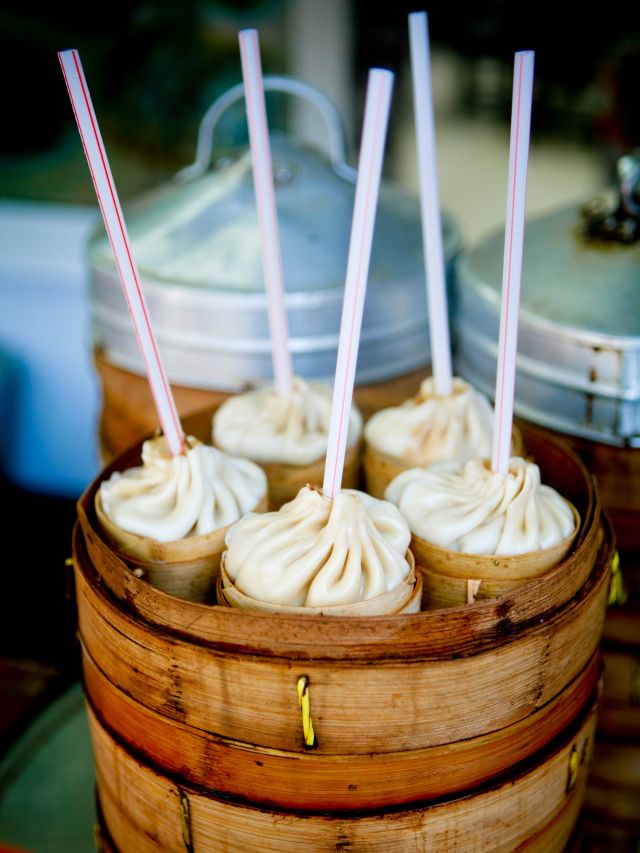 steamed Chinese dumplings at Nanxiang Mantou Dian
