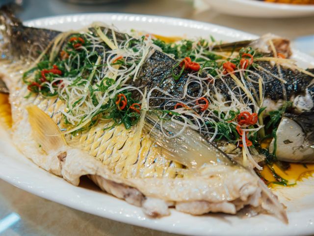 Chinese-style steamed fish at Ren He Guan