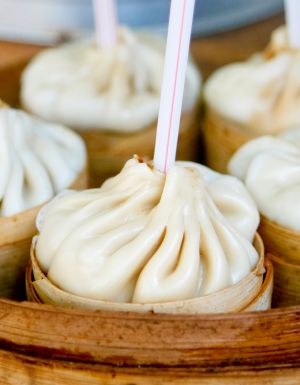 steamed Chinese dumplings at Nanxiang Mantou Dian