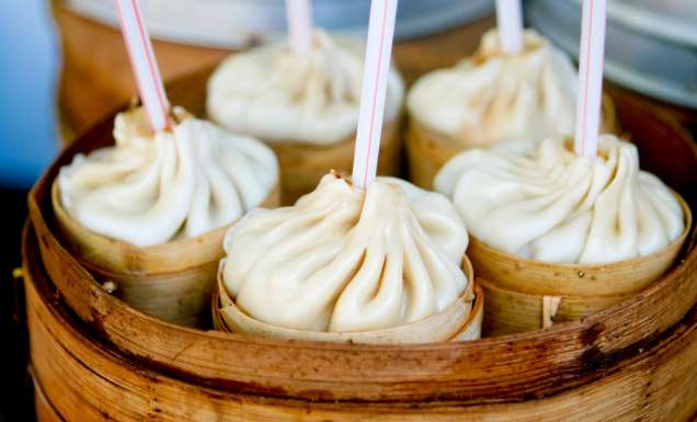 steamed Chinese dumplings at Nanxiang Mantou Dian