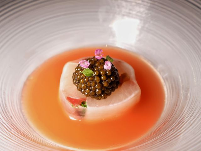 Shima Aji dish at Restaurant Labyrinth, Singapore