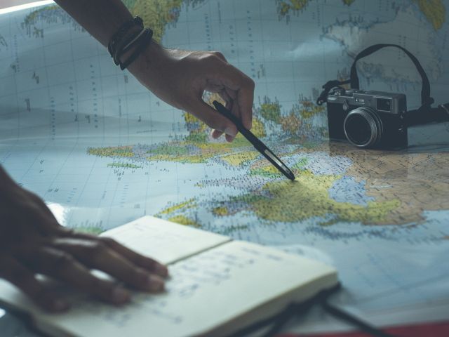 Planning travel with world map