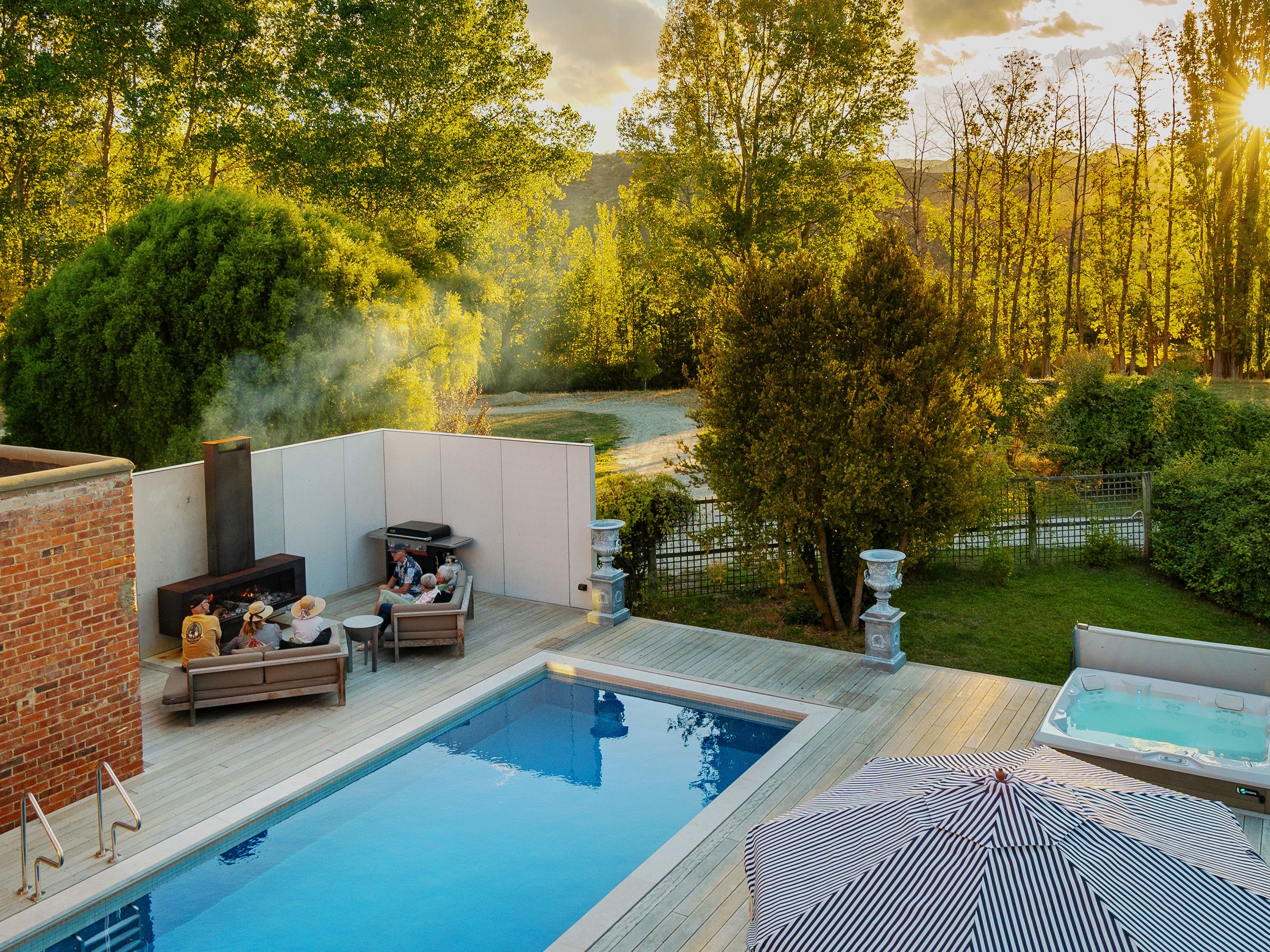 Outdoor pool castle